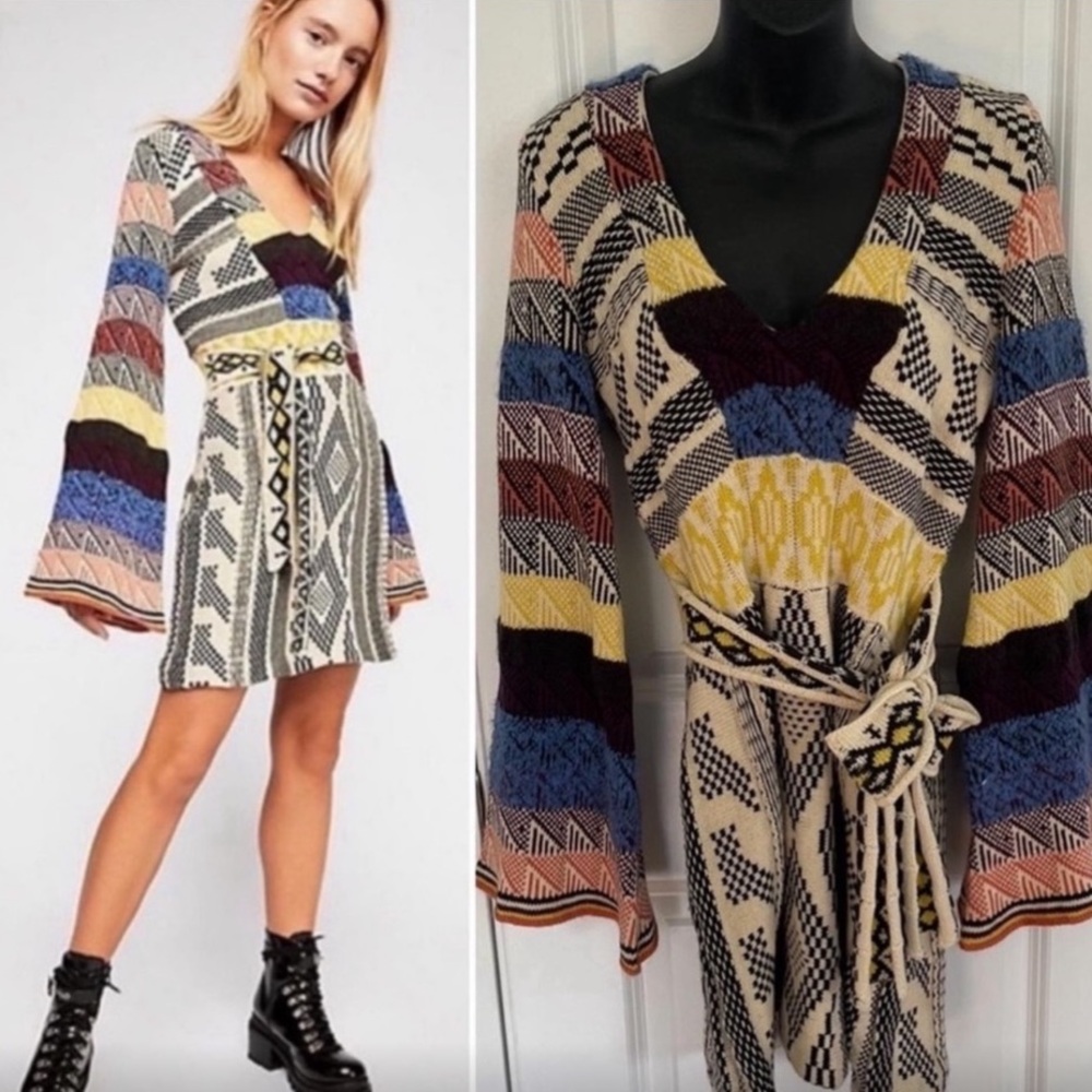 Free People Patchwork Sweater Dress